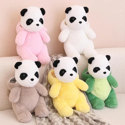 Miniatura 4 de Lindo panda de peluche para cosplay como conejo marrón, juguete de peluche suave de panda en disfraz de conejo, juguetes de peluche para niños de 12