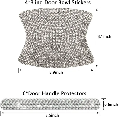 Miniatura 2 de BetterJonny 10 unidades de protector contra arañazos de cristal, protector contra arañazos de diamantes para coche para mujeres y niñas (plata)