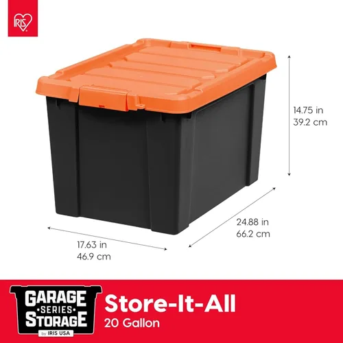 Miniatura 2 de IRIS USA - Contenedores de almacenamiento con cerradura de 20 galones con tapas, 2 unidades - Fabricados en EE. UU., resistentes, apilables