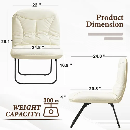 Miniatura 3 de Furniliving Silla plegable 3 en 1 para leer, descansar y jugar, silla de campamento portátil con marco de metal, cómoda silla de lectura