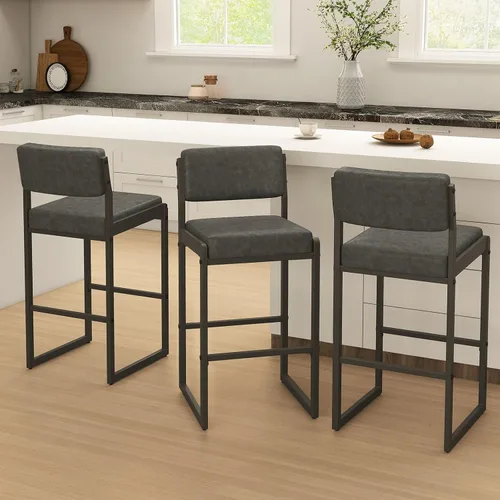 Miniatura 22 de SAECKBERG Taburetes de bar modernos de altura de mostrador, sillas de barra de 26 pulgadas de altura con respaldo, taburetes tapizados, taburetes