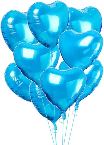 Paquete de 10 globos de aluminio con forma de corazón, globos de Mylar de 18 pulgadas, decoración colorida para fiesta de cumpleaños, boda, fiesta