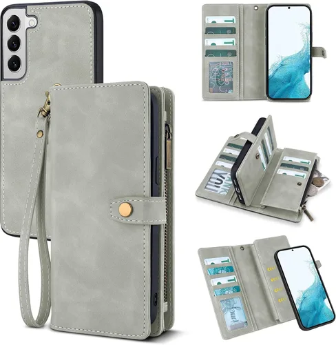 Miniatura 25 de TwoHead Funda tipo cartera para Samsung Galaxy S22 Ultra con tarjetero y funda magnética desmontable, funda de cuero con protección completa