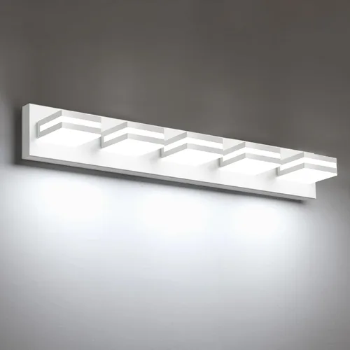 Miniatura 25 de IZORRO Luces LED modernas para baño (8 luces, regulables), iluminación de pared acrílica blanca mate, luces de tocador para baño sobre espejo, 6000