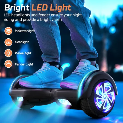 Miniatura 3 de Scooter con luces LED Bluetooth Corlorful, ruedas de 6.5 pulgadas, scooter de motor dual de 300 W para niños, niñas, niños y adultos, todas