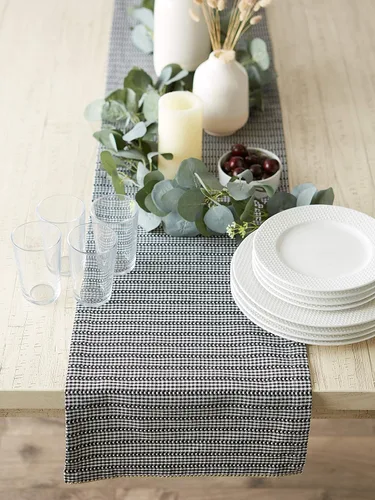 Miniatura 5 de DII Farmhouse Gingham, colección de mesa a cuadros, camino de mesa, 14x72, negro