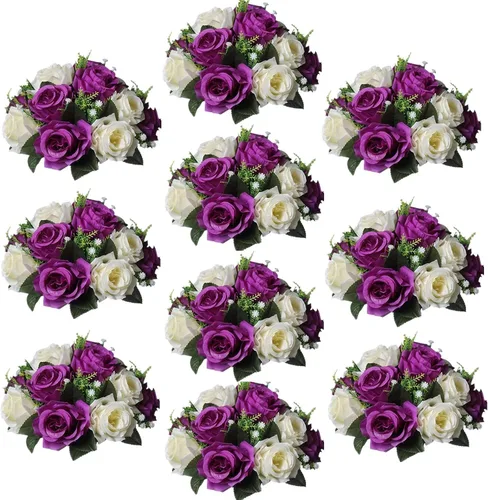 Miniatura 13 de Sziqiqi - 2 flores artificiales, flores de seda, 15 tallos para centros de mesa de flores o arreglos colgantes. Blanco puro