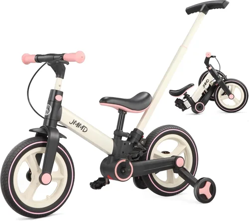 Miniatura 9 de JMMD Bicicleta 6 en 1 para niños de 18 a 60 meses, bicicleta de equilibrio plegable de 12 pulgadas con ruedas de entrenamiento, pedales, frenos