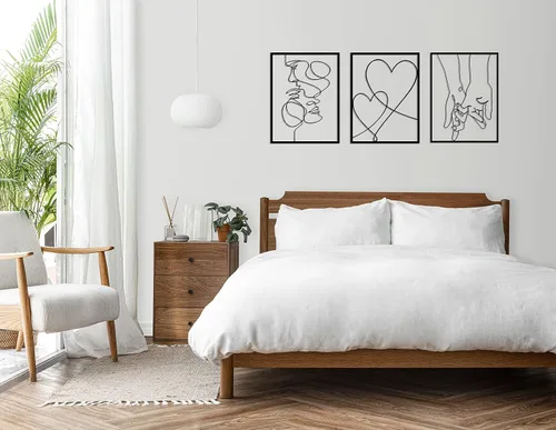 Miniatura 2 de Tubibu Juego de 3 arte moderno de pared de metal, 100% metal, decoración de pared metálica, para colgar en la pared para sala de estar, dormitorio
