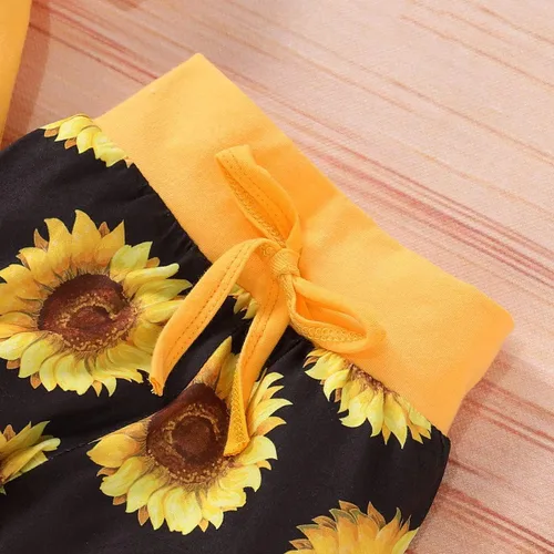Miniatura 5 de Yvowming Conjunto de 3 piezas de ropa para bebé recién nacida con volantes + pantalones + diadema