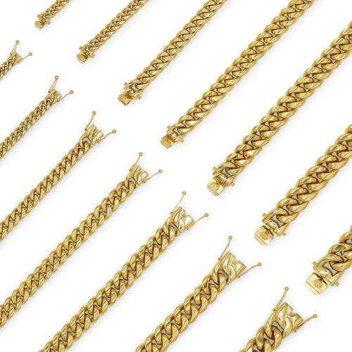 Miniatura 8 de BEBERLINI Cuban Link Chain 14K Gold Plated Curb Customizable Necklace 30 Bracelet 85 9 Stainless Steel Fashion Jewelry Set For Men 6 mm - 14 mm