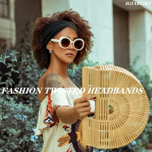 Miniatura 4 de Hjiaruiky 2 diademas de turbante para mujer, bohemias, elásticas, a la moda, de tela anudada, bonita, gruesa, para mujeres y niñas, color negro