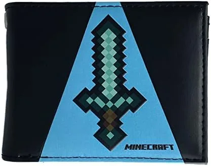 Miniatura 2 de Minecraft Cartera de piel sintética con diseño de espada de diamante en color azul claro