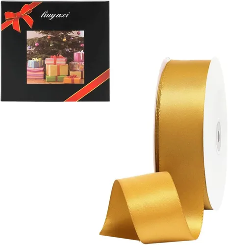 Miniatura 32 de LIUYAXI Cinta de Satén Dorada de Doble Cara 1/4" X 50 Yardas, Cintas Perfectas para Manualidades, Envoltura de Regalos, Fabricación de Lazos y Más