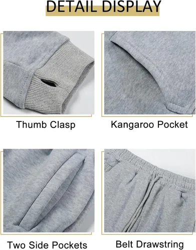 Miniatura 30 de Kissonic Conjunto deportivo de forro polar para mujer, 2 piezas, sudadera con capucha y pantalones deportivos