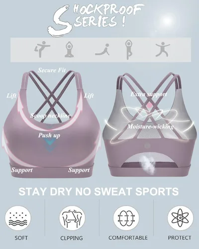 Miniatura 4 de RUNNING GIRL - Brasier deportivo con tirantes delgados para mujer brasier de yoga con soporte medio copas extraíbles y espalda cruzada