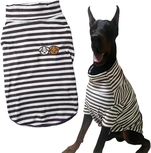 Miniatura 11 de Camisa de cuello alto para perro, lindo bordado de perrito, sudadera súper suave para perro, jersey elástico a rayas para cachorro, para gatos