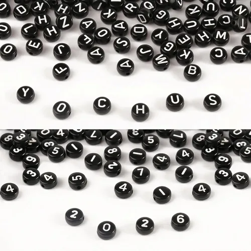 Miniatura 25 de 1000 cuentas redondas blancas de números acrílicos de 0.16 x 0.27 pulgadas, figura colorida de 0-9 pulgadas, cuentas para hacer joyas y pulseras