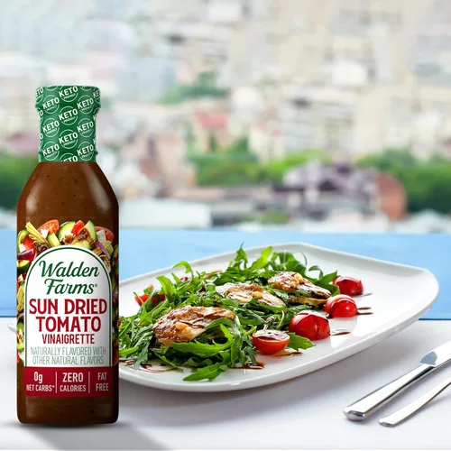 Miniatura 5 de Walden Farms Vinagreta de Tomate Seco al Sol – Aderezo sin calorías, bajo en carbohidratos, apto para dieta keto, vegano, sin azúcar con rico sabor