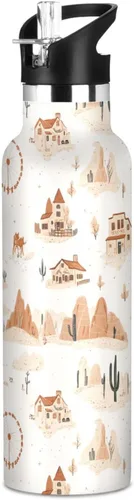 Miniatura 8 de Western Cowboy Boho Cactus Vast Wilderness, Reusable Water Bottle Insulated with Straw Double Wall Vacuum Insulated Leakproof and BPA Free for Gym 20