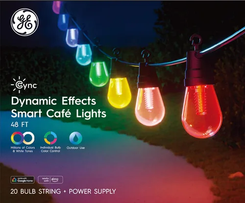 Miniatura 13 de GE Cync Luces inteligentes para café con efectos dinámicos, luces de cadena para patio que cambian de color, compatibles con Alexa y Google, 48 pies