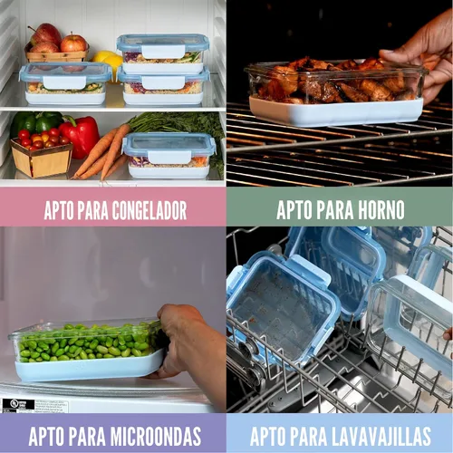 Miniatura 3 de Ello Duraglass Refresh - Juego de 5 recipientes de vidrio para almacenamiento de alimentos de 3.4 tazas con funda de silicona y tapas de plástico