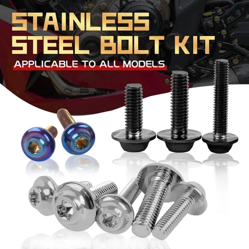 Miniatura 2 de BAIONE Juego de 195 pernos de carenado de acero inoxidable M5 M6 para motocicleta, tornillos de parabrisas de carenado, sujetadores universales