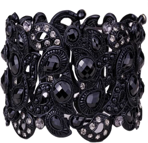 YACQ Pulsera elástica de flores para mujer para muñecas de 6-12 a 7-12 pulgadas, cómoda banda elástica y joyería de cristal con patrón floral, sin