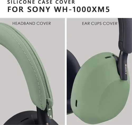 Miniatura 3 de Funda de silicona para Sony WH-1000XM5, Sony xm5 Wireless Headphones Funda protectora, color verde cactus
