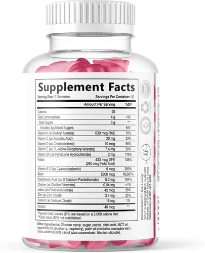 Miniatura 9 de Hello Lovely - Gomitas de vitaminas para el cabello con biotina, 5000 mcg de vitaminas E y C que apoyan el crecimiento del cabello, vegetariano