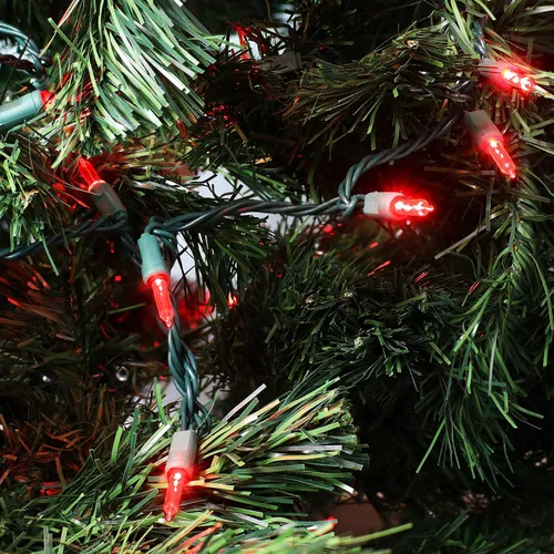 Miniatura 3 de Sunnydaze - 70 luces LED de Navidad para exteriores, cadena de luces para interiores o exteriores, longitud iluminada de 23 pies, bombillas de Rojo