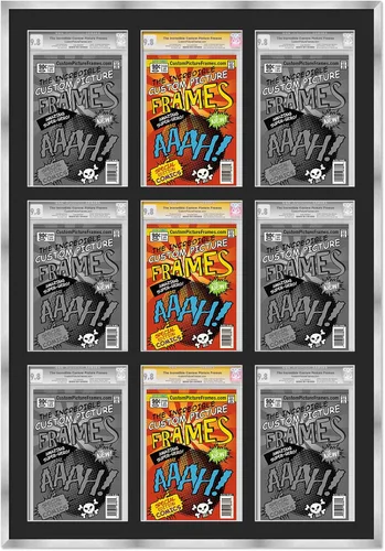 Miniatura 12 de Marco negro para cómics graduados Marco completo de cómics con paspartú de conservación negro y acrílico de grado UV Hecho para exhibir (6)