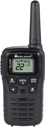 Miniatura 2 de Midland T10 - Walkie Talkie FRS de 22 canales, radio bidireccional de hasta 20 millas, color negro (paquete de 4)