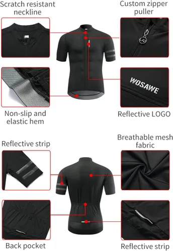 Miniatura 5 de WOSAWE Camiseta de ciclismo transpirable de manga corta para hombre