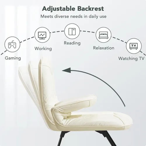 Miniatura 6 de Furniliving Silla plegable 3 en 1 para leer, descansar y jugar, silla de campamento portátil con marco de metal, cómoda silla de lectura