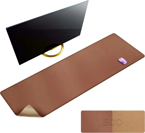 Miniatura 13 de MAIDERN Cubierta de mesa estrecha de 39.4" x 7.9", tapete reversible de cuero y corcho para mesa consola, protector de mesa largo y delgado