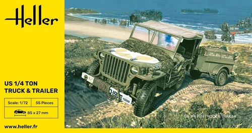 Miniatura 3 de Heller US 1/4 tonelada camión y remolque Militar Land Vehicle Model Building Kit (HR79997)