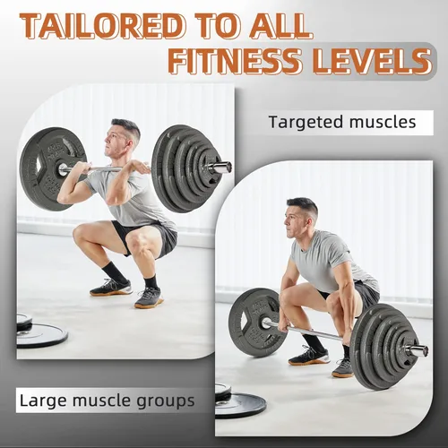 Miniatura 4 de Fitvids 2-Inch Olympic Cast Iron Plate Weight Plate Set with Clamps for Strength Training and Weightlifting