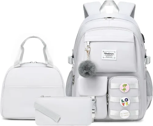 Miniatura 10 de Wadirum Conjunto de mochila casual para mujer, conjunto de mochila escolar para niña, lindo portátil Ruaksack, Negro, Mediana, Mochilas de mochila