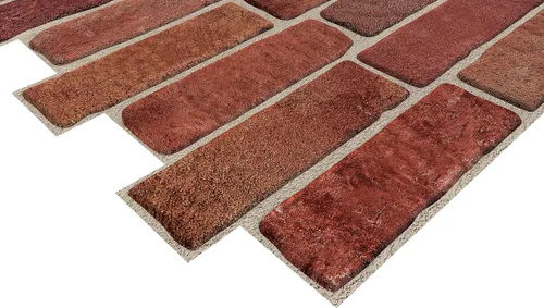 Miniatura 8 de CONCORD WALLCOVERINGS ™ Retro-Art - Paneles de pared 3D, paquete de 10, ladrillo viejo en rojo, PVC, 17.5 x 23.75 pulgadas, cubre 28.86 pies