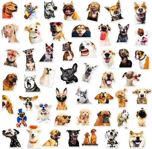 Miniatura 2 de 50 calcomanías para perros, lindas y divertidas calcomanías de perro para niños, adolescentes y adultos, calcomanías de vinilo impermeable