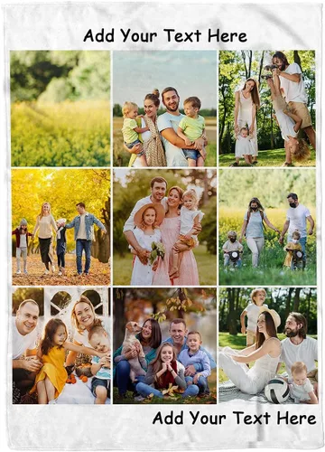 Miniatura 5 de Manta personalizada con texto de fotos, manta con imagen personalizada para padre, mamá, niños, perros, amigos o pareja, collage de 9 fotos, 32 x 48