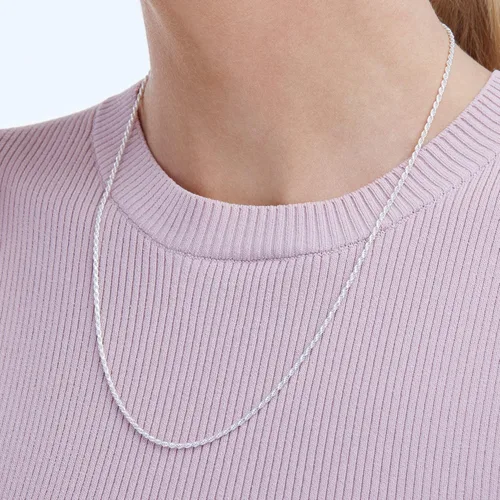 Miniatura 2 de Tienda Essentials Sterling Silver Diamond Cut Rope Chain Necklace