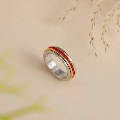 Miniatura 2 de Muses Art Design - Anillos para la ansiedad, anillos giratorios, anillos de banda con piedra de nacimiento, acero inoxidable, mujeres y hombres