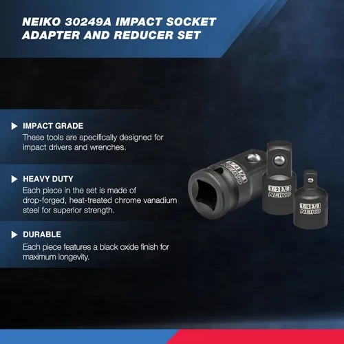 Miniatura 2 de Neiko 30249A - Juego de adaptadores y reductores de impacto, acero cromado, vanadio Juego de 5 piezas para conversiones de controladores de impacto