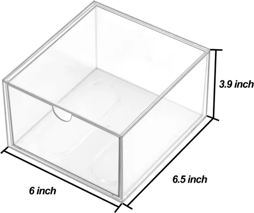Miniatura 3 de Cajón transparente, caja árica, contenedor organizador de maquillaje, cajón de almacenamiento de 6.5 pulgadas para tocador de baño, soporte de hojas