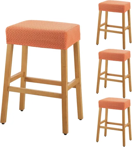 Miniatura 35 de YISUN Fundas de taburete rectangulares, paquete de 2 fundas elásticas impermeables para asiento de silla de montar, taburetes de bar, sillas de bar
