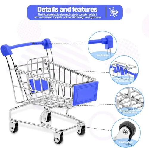 Miniatura 3 de SKYCOOOOL Mini carrito de compras de 3 piezas, carrito de compras de metal colorido, mini carrito de compras, pequeño carrito de compras, juguete