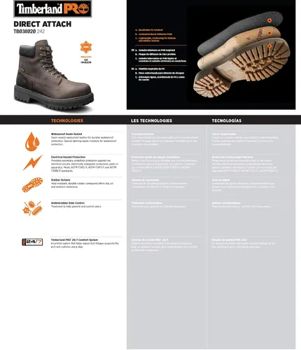 Miniatura 7 de Timberland PRO Direct Attach - Puntera suave aislada impermeable para hombre, 6.0in