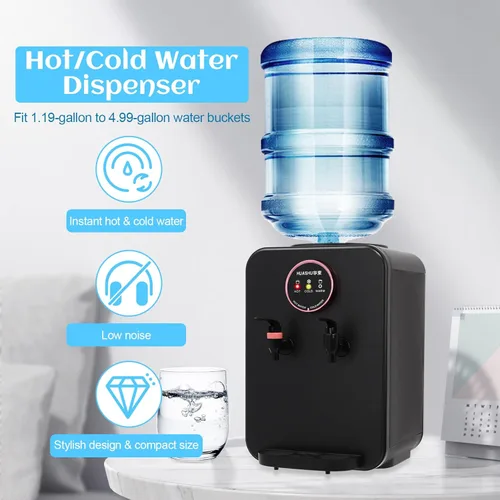 Miniatura 2 de Dispensador de agua de encimera premium, dispensador de agua caliente/fría, dispensador de agua de carga superior (negro)